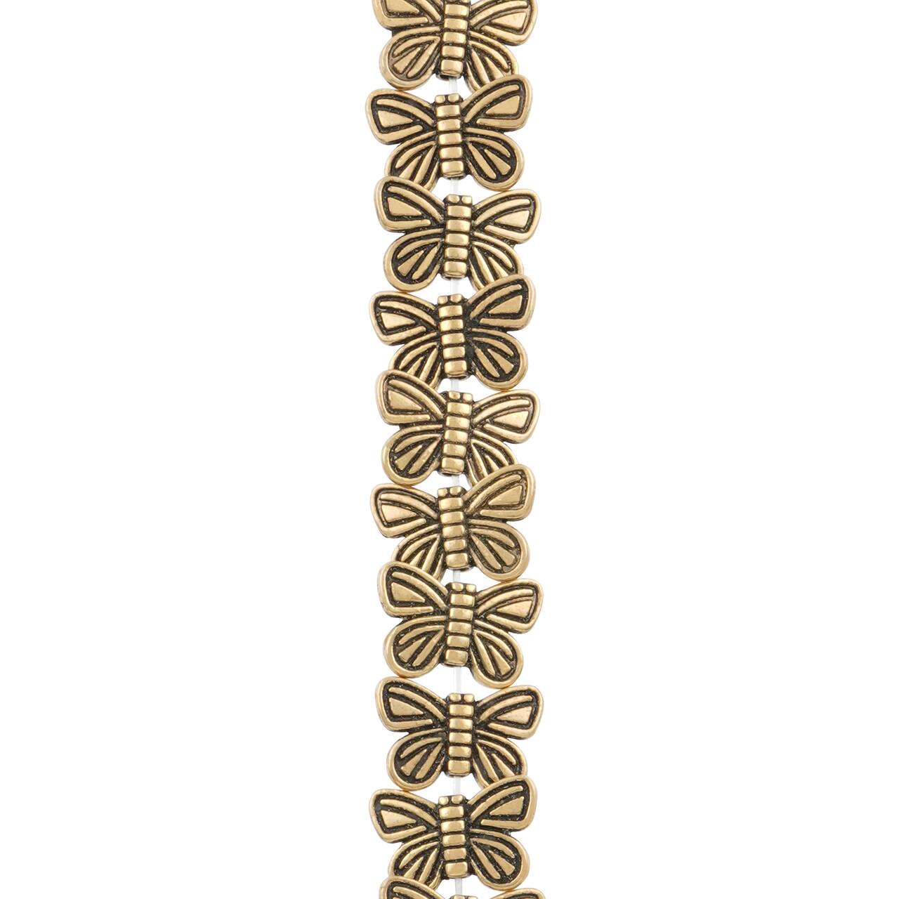 12 Packs: 20 ct. (240 total) Antique Gold Metal Butterfly Beads, 15mm by Bead Landing™